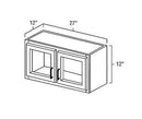 White Shaker 27" x 12" Wall Cabinet w/ a Plain Glass Doors