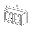 White Shaker 30" x 12" Wall Cabinet w/ a Plain Glass Doors