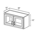 White Shaker 33" x 12" Wall Cabinet w/ a Plain Glass Doors