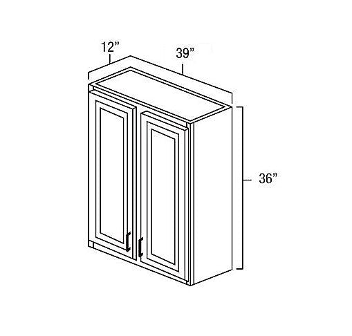 White Shaker 39" W x 36" H Wall Cabinet