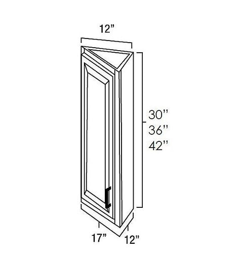 White Shaker 12" x 30" Wall End Angle Cabinet