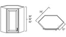 White Shaker 24" W x 42" H Diagonal Corner Wall Cabinet w/ Beveled Glass
