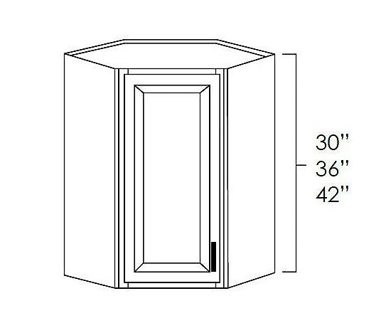 White Shaker 24" x 30" Diagonal Corner Wall Cabinet