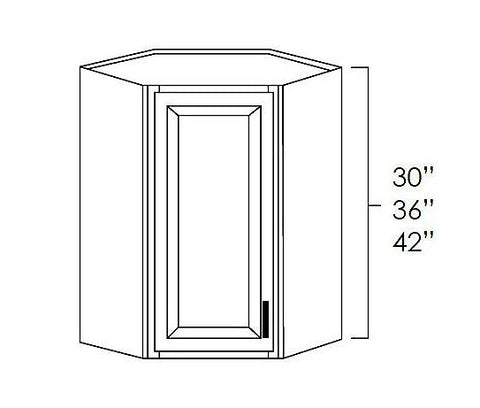 White Shaker 24" x 42" Diagonal Corner Wall Cabinet