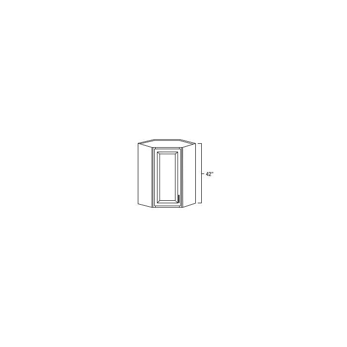 Aspen White 24" x 42" Diagonal Corner Wall Cabinet w/ a Plain Glass Door