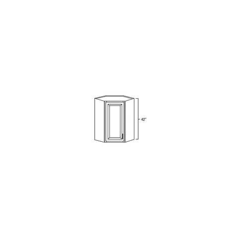 Aspen White 24" x 42" Diagonal Corner Wall Cabinet w/ a Plain Glass Door
