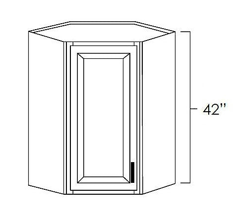 Prescott White 24" x 42" Diagonal Corner Wall Cabinet w/ a Plain Glass Door