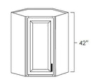 White Shaker 24" x 42" Diagonal Corner Wall Cabinet w/ a Plain Glass Door Pre-Assembled