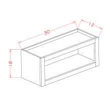 Slim Shaker White 30"W x 18"H Open Wall Cabinet