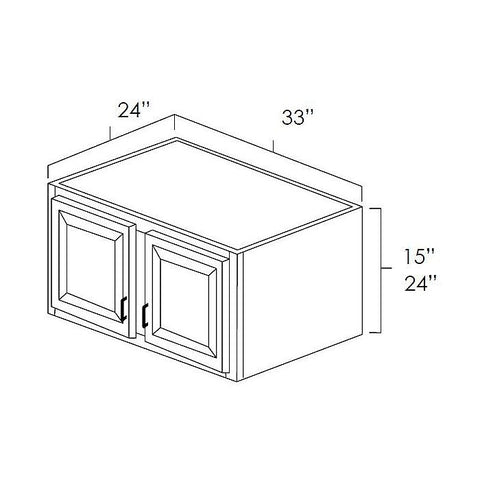 White Shaker 33" x 15" x 24" Refrigerator Wall Cabinet