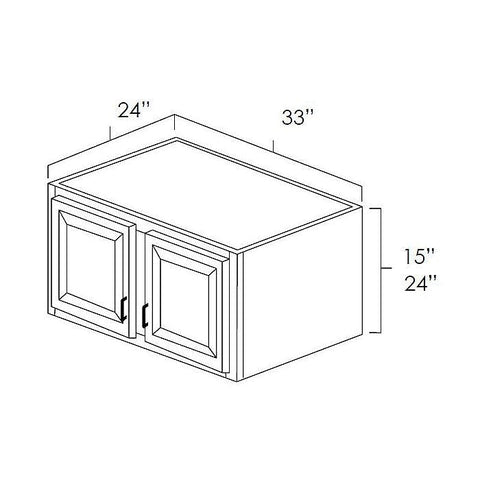 White Shaker 33" x 15" x 24" Refrigerator Wall Cabinet