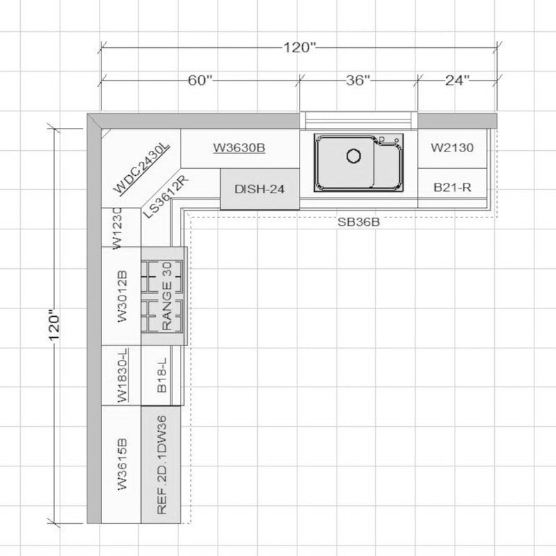 10x10 L-Shaped Kitchen Design Layout