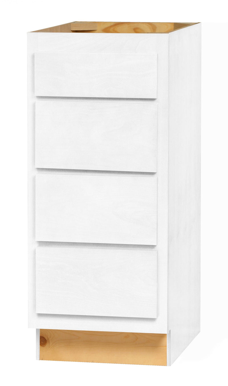 DWhite Shaker 15" 4-Drawer Base Cabinet