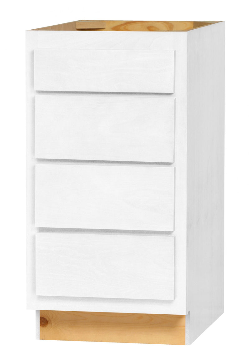 DWhite Shaker 18" 4-Drawer Base Cabinet