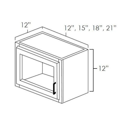 Platinum Shaker 21" x 12" Wall Cabinet w/ a Plain Glass Door