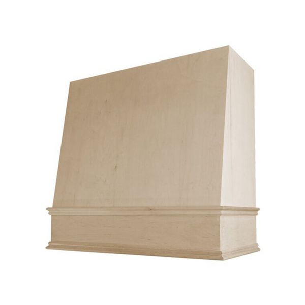 36" Wood Range Hood - Wilmington Angled Classic Moulding Smooth Wood Vent Cover