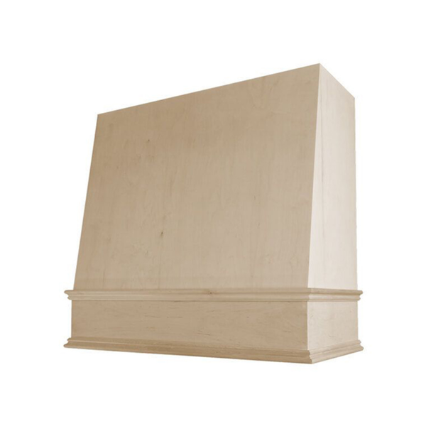 48" Wood Range Hood - Wilmington Angled Classic Moulding Smooth Wood Vent Cover