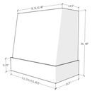 48" Wood Range Hood - Wilmington Angled Walnut Band Smooth Wood Vent Cover