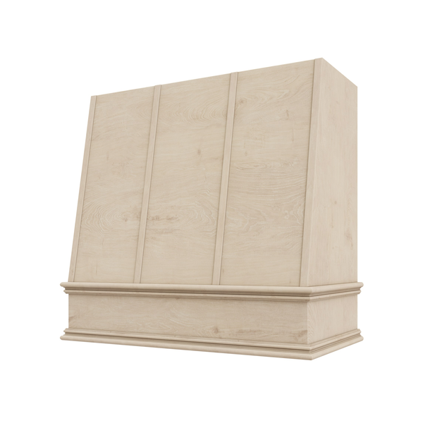 42" Wood Range Hood - Wilmington Angled Strapped Moulding Wood Vent Cover