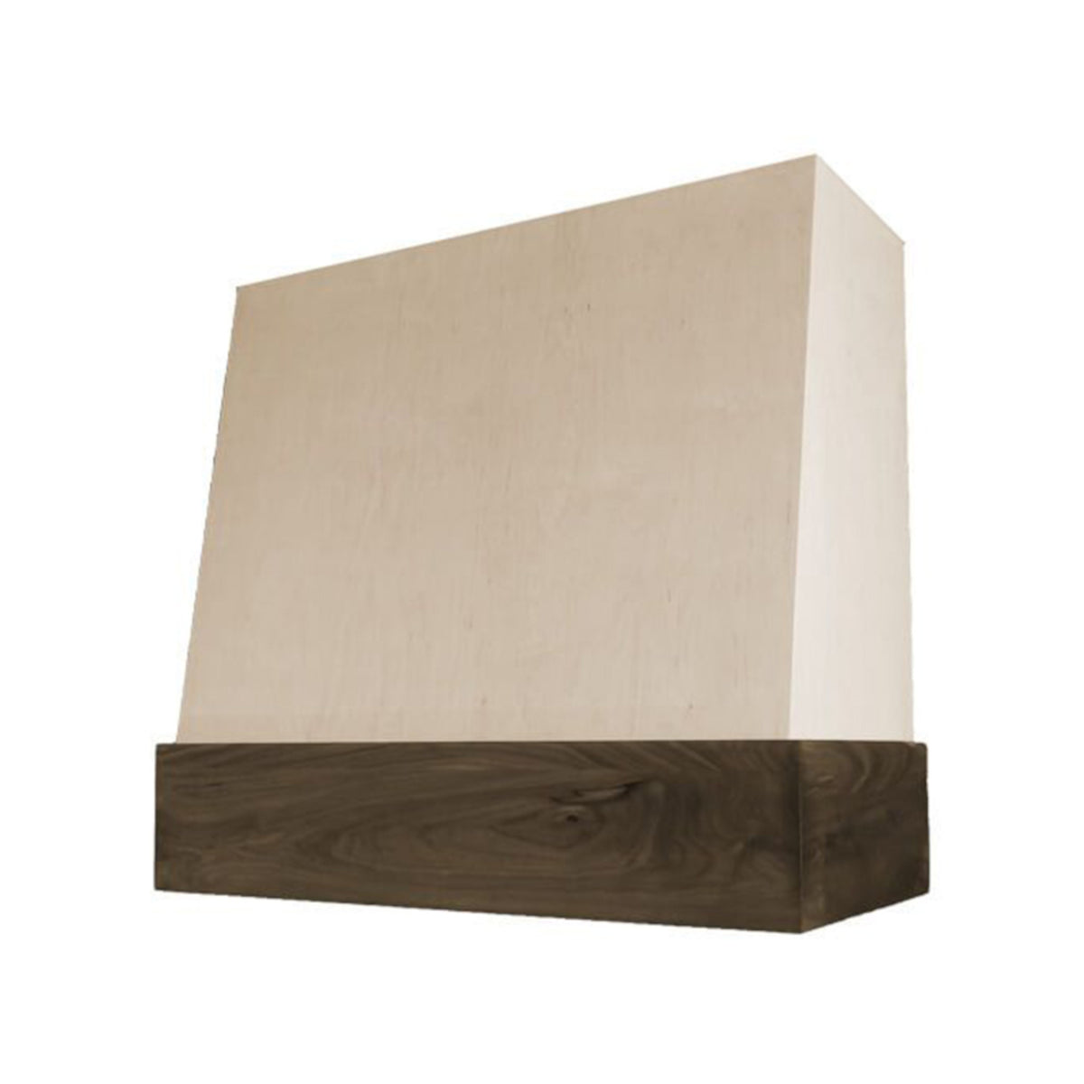 30" Wood Range Hood - Wilmington Angled Walnut Band Smooth Wood Vent Cover