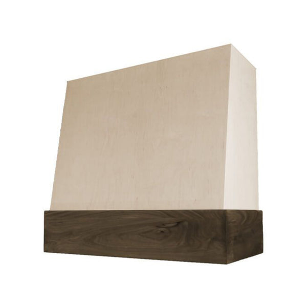 42" Wood Range Hood - Wilmington Angle Walnut Band Smooth Wood Vent Cover