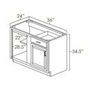 Sage Green Shaker 42"-45" Blind Corner Base Unit