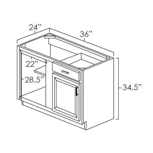 Platinum Shaker 42"-45" Blind Corner Base Unit