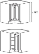 Knotty Hickory Shaker 33" Lazy Susan Corner Base w/ Stainless Steel Baskets