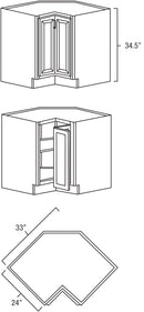 Espresso Shaker 33" Lazy Susan Corner Base w/ Stainless Steel Baskets