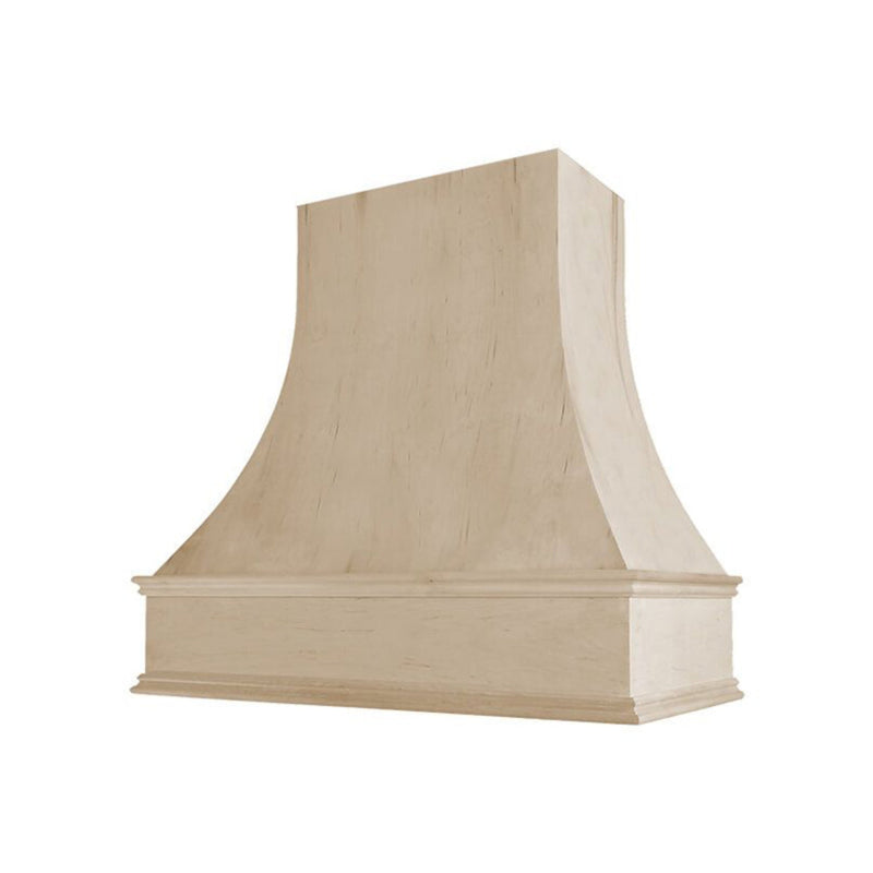 42" Wood Range Hood - Asheville Curved Classic Moulding Smooth Wood Vent Cover