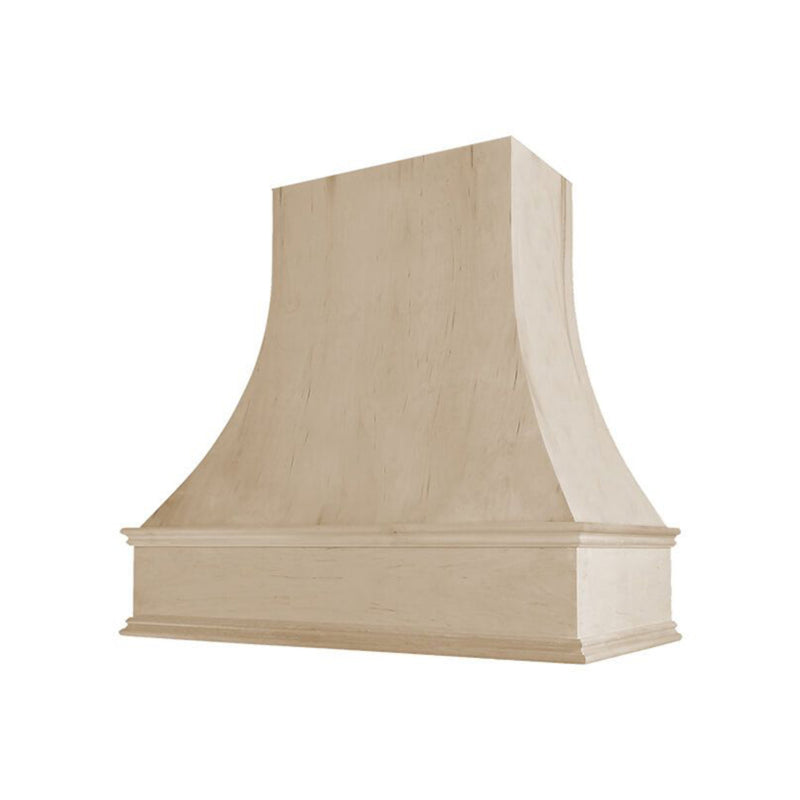 30" Wood Range Hood - Asheville Curved Classic Moulding Smooth Wood Vent Cover