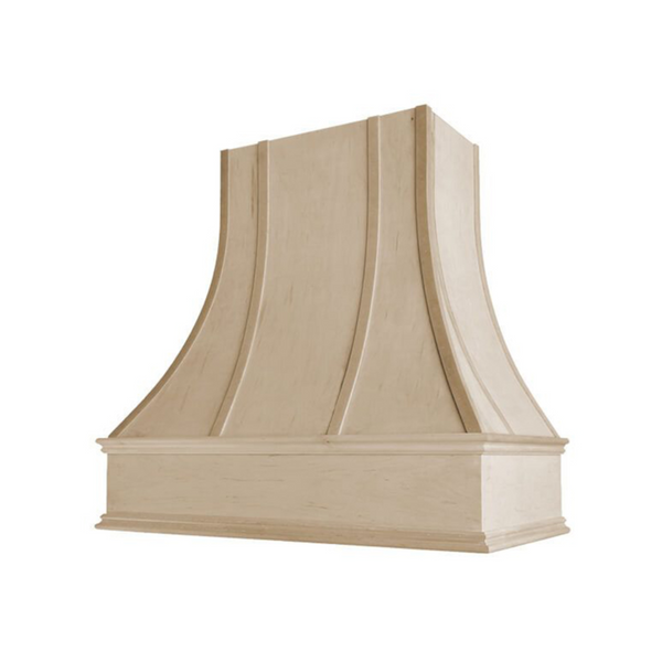 30" Wood Range Hood - Asheville Curved Strapped Moulding Wood Vent Cover