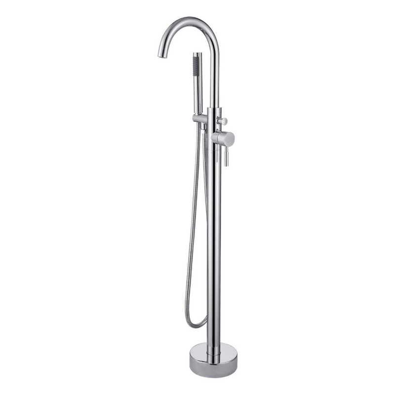 Floor Mounted Round Bathtub Filler Chrome