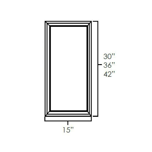 Knotty Hickory Shaker 15" x 30" Wall Cabinet Plain Glass Door