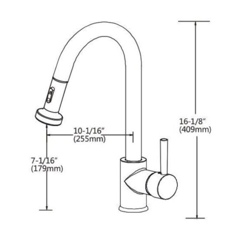 Pull Down Kitchen Faucet 10 1/16" x 16 1/8" Brushed Nickel