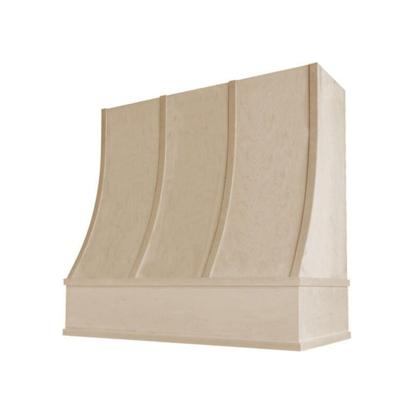 48" Wood Range Hood - Charlotte Sloped Strapped Moulding Wood Vent Cover