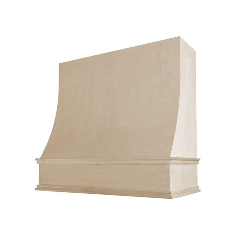 48" Wood Range Hood - Charlotte Sloped Classic Moulding Smooth Wood Vent Cover