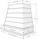 42" Wood Range Hood - Raleigh Tapered Block Moulding Shiplap Wood Vent Cover