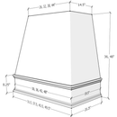 42" Wood Range Hood - Raleigh Tapered Classic Moulding Smooth Wood Vent Cover