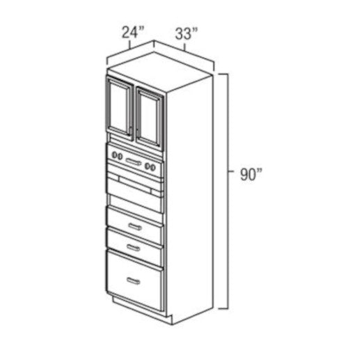 White Shaker 33" x 90" Universal Oven Cabinet - Country Kitchens Online