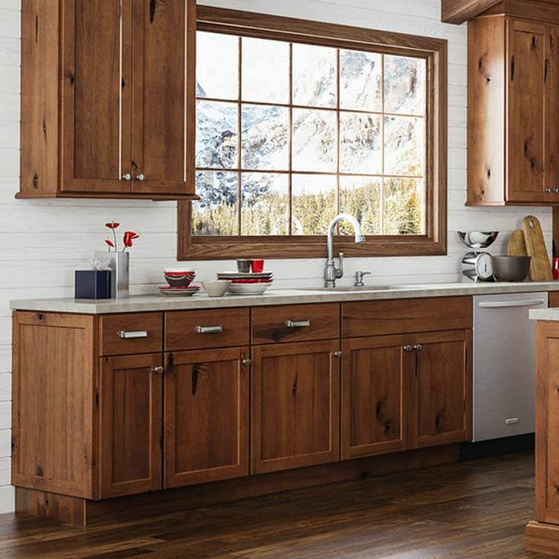 Rustic Shaker Slab Kitchen Cabinets - 10x10 L-Shaped Kitchen Design Layout