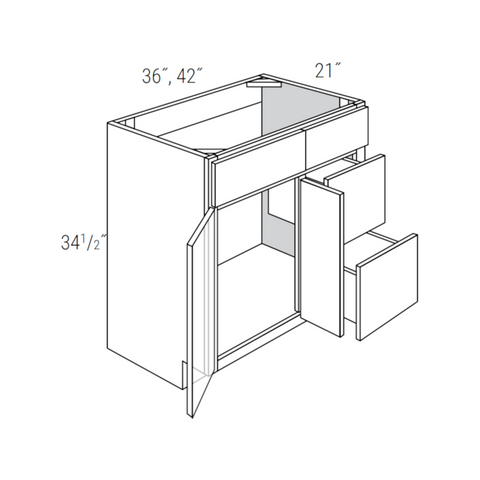 Rustic Shaker 42" Vanity Sink Base w/ Drawers on Right
