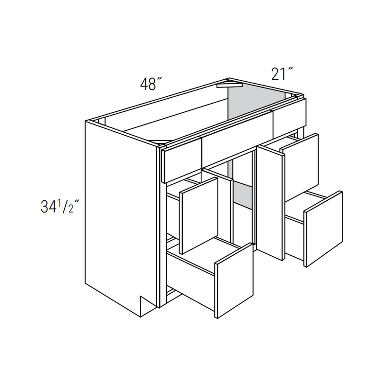 Rustic Shaker Recessed 48" Vanity Sink Base w/ Drawers