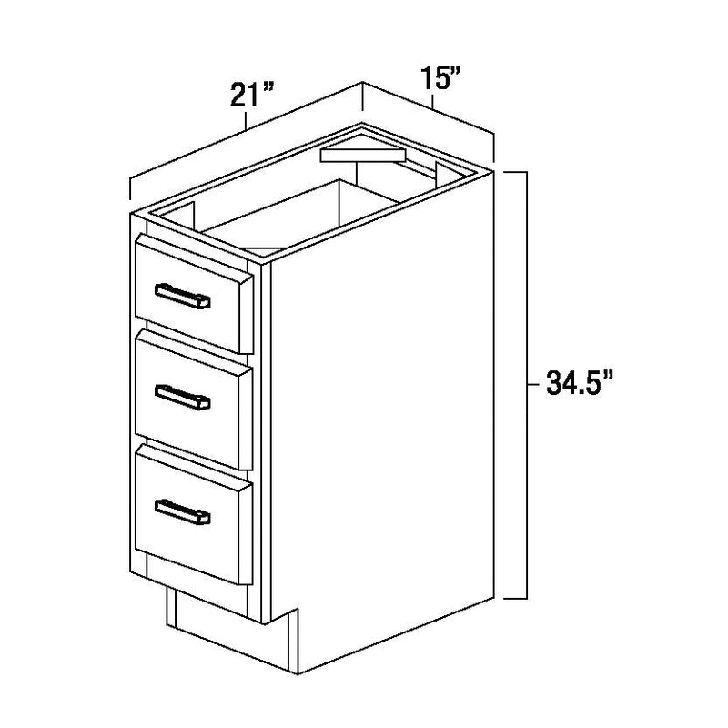 Midnight Black Shaker 15" Vanity Drawer Base