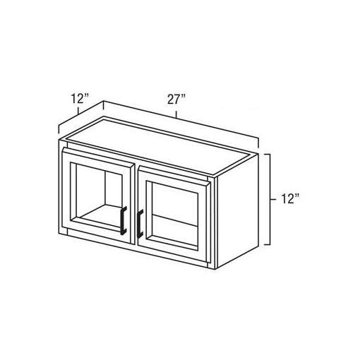 Platinum Shaker 27" x 12" Wall Cabinet w/ a Plain Glass Doors