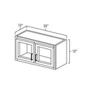 Glazed Mocha 33" x 12" Wall Cabinet w/ a Plain Glass Doors