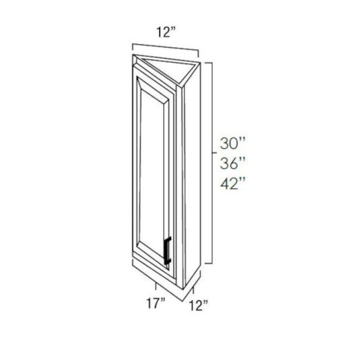 Midnight Black Shaker 12" D x 42" H Wall End Angle Cabinet