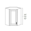 Aspen White 24" x 42" Diagonal Corner Wall Cabinet
