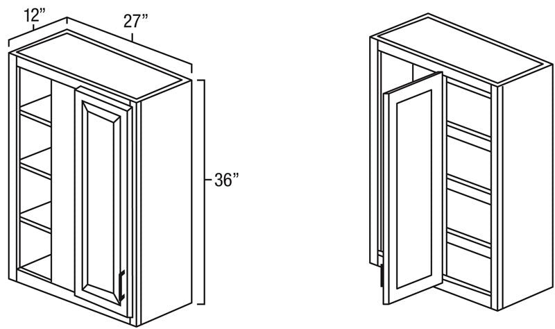 Platinum Shaker 27" x 36" Blind Corner Wall Cabinet