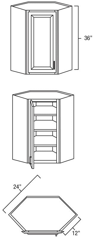 Winchester Grey 24" x 36" Diagonal Corner Wall Cabinet